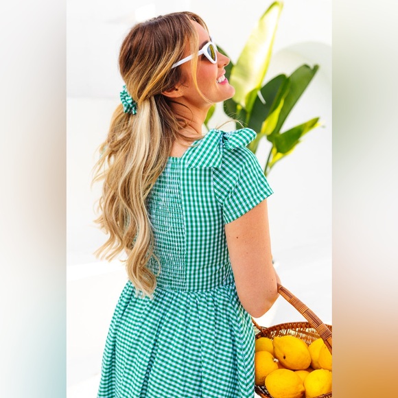Ivy City Co. Blakely Dress IN GREEN GINGHAM, size L - Picture 5 of 8